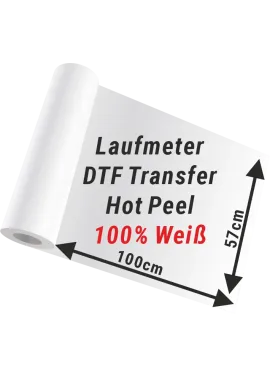 DTF-Transferdruck mit 100% Weißauftrag 1 Lfm (57 x 100 cm)  Wird nur in Weiß gedruckt.